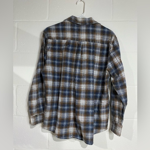 National Outfitters Men’s Brown & Blue Plaid Button Down Shirt Large - Picture 2 of 3